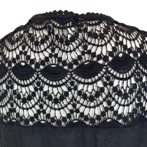 Joie Sigrid Black Eyelet Blouse Cap Sleeve Lacy 100% Cotton Oversized XS - Picture 6 of 13